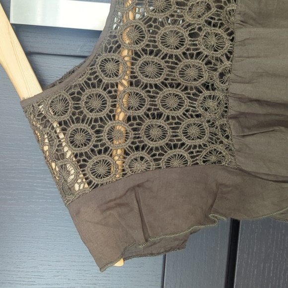 Zara Green Embroidery Blouse with Lace Detail - Size XS NWT - Picture 3 of 7